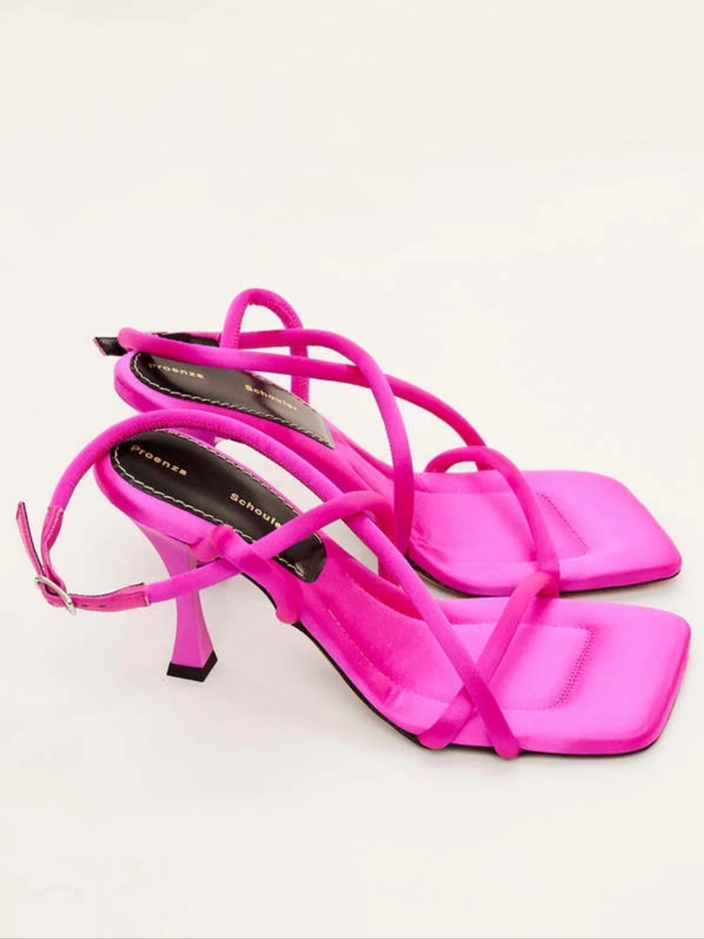 PROENZA SCHOULER Square Strappy Sandals Heels Satin Fuchsia EU 38 US 8 Org$795 - Picture 3 of 16